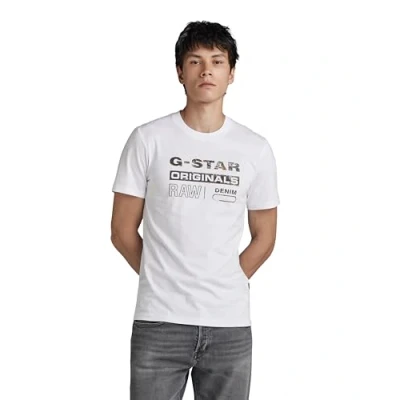 Afbeelding van G Star Distressed Originals Tshirt print, Heren, Maat: XS, White