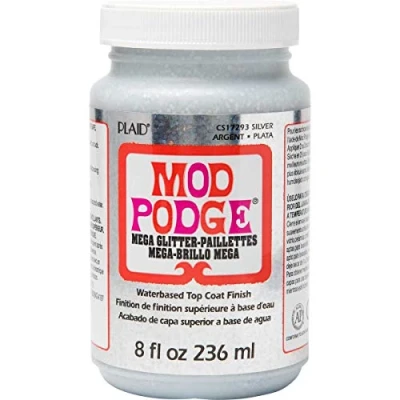 Afbeelding van Mod Podge Mega Glitter Decoupage lijm, sealer en vernis in één Zilver 236ml