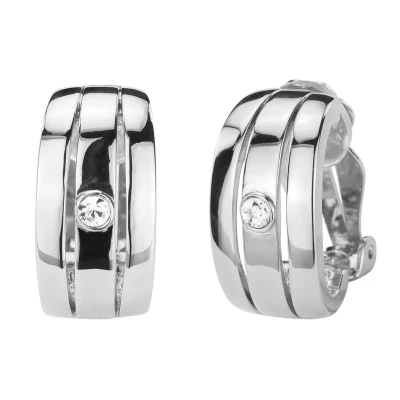 Afbeelding van Traveller Clip Oorbellen Oorclips Dames Zilverkleurig Kristal Preciosa Crystals Geplatineerd 157543