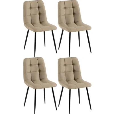 Afbeelding van CLP Antibes Set van 4 Eetkamerstoelen Zonder armleuning Metaal frame Stof/taupe