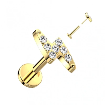 Afbeelding van Piercing bliksem gemmed goud