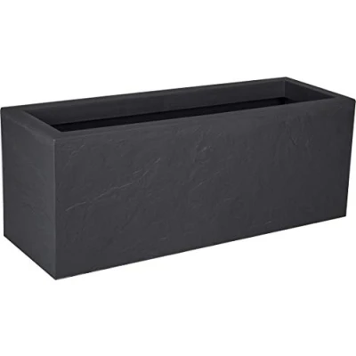 Afbeelding van EDA Balkonbak Volcania&#039;Up 25 l steenlook enkelwandig wateropvangzone 59 x 19,5 22,8 cm antracietgrijs