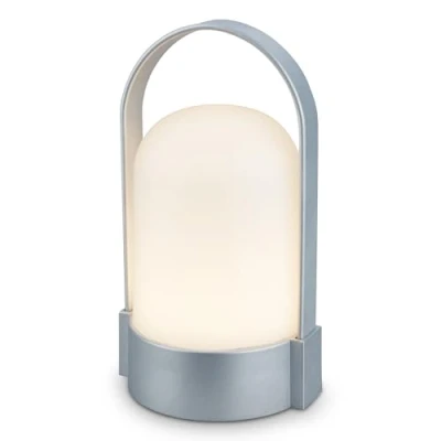 Afbeelding van BRILONER Draadloze LED tafellamp IP44, touch, dimbaar, vervangbare accu, nachtlamp, leeslamp, LED, campinglamp, tafellamp, buiten, 9x8x15,5 cm, mat chroom