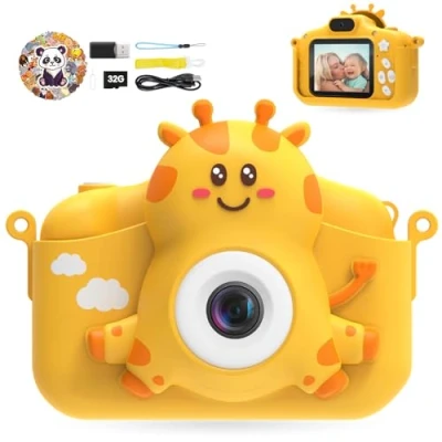 Afbeelding van TIATUA Kindercamera voor meisjes en jongens, 1080p digitale camera kinderen met 32GB kaart selfie modus, peutercamera videocamera, kerst verjaardagscadeaus speelgoed van