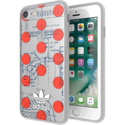 Afbeelding van Adidas 70&#039;s Transparant iPhone 6 6s 7 8 SE 2020 2022 hoesje Rood Wit