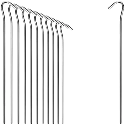 Afbeelding van COM FOUR® 12x tentharingen van staal lange en robuuste grondharingen voor kamperen buiten ideaal normale grond Ø 5 mm