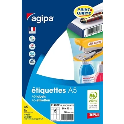 Afbeelding van agipa universele etiketten, 9 x 13 mm, wit