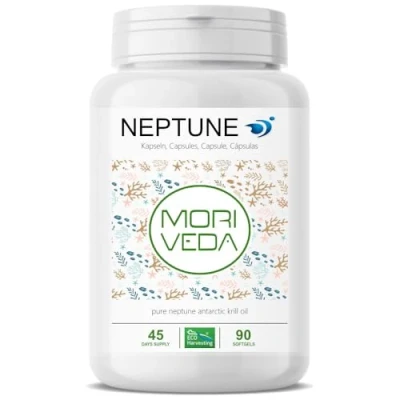 Afbeelding van MoriVeda® Krill olie capsules 90 of 270, 100% pure NEPTUNE premium krilloil Omega 3,6,9 astaxanthine, fosfolipiden, choline, vitamine E Merkkwaliteit (1x90 Softgels)