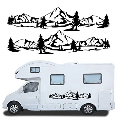 Afbeelding van HOTEU Universele Mountain Ontwerp Camper Strepen Decoratieve Vans Caravan Decals Vinyl Sticker Grafische Auto Body Side Accessoires