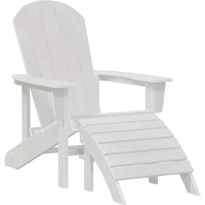 Afbeelding van vidaXL Adirondack Ligbed met Voetsteun Wit HDPE