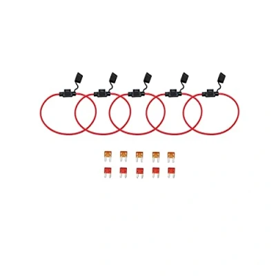 Afbeelding van KOLACEN Automotive Auto Truck In line 18 Gauge Zekeringhouder voor Mini Blade Type Zekering 5 Stuks + 10 5Apm 10Apm