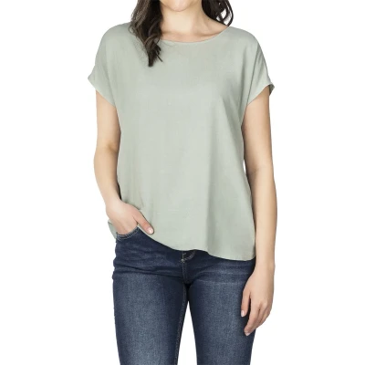 Afbeelding van DENIMFY Dames Blouse DFJule regular fit Groen L Ronde Hals Volwassenen