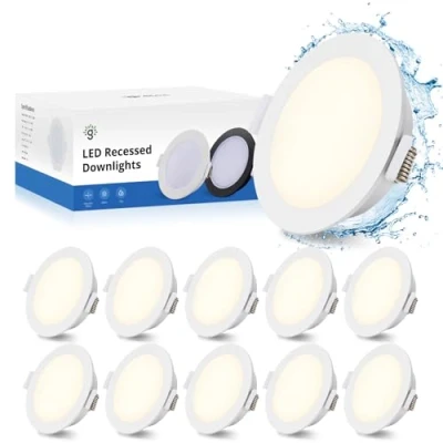 Afbeelding van Gr4tec LED Inbouwspots Plafond, 10x 5W 4000K Natuurlijk Wit, Badkamer Spotlights IP65, 35mm Ultra Slank, Φ68 80mm Gat, Inbouwverlichting voor Woonkamer, Badkamer, Niet Brandwerend