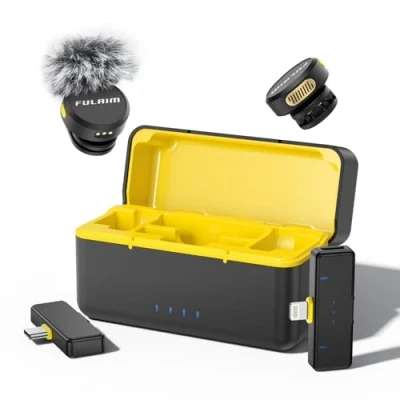 Afbeelding van FULAIM Draadloze lavalier microfoon voor iPhone/Android/PC, mini klapmicrofoon met ruisonderdrukking en 32 uur batterijduur, video opname, podcast, vlogging, YouTube