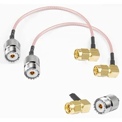 Afbeelding van Vecys 2PCS SO239 naar SMA Pigtail Mannelijke Rechte hoek UHF Vrouwelijke SO 239 RF Coaxiale Coax Kabel RG316 6 &quot;/15 CM voor Walkie Talkie CB Radio Handheld Antenne