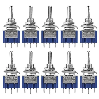 Afbeelding van 10st AAN UIT Mini tuimelschakelaar SPDT 3 positie pins 6 mm 6A 125V AC