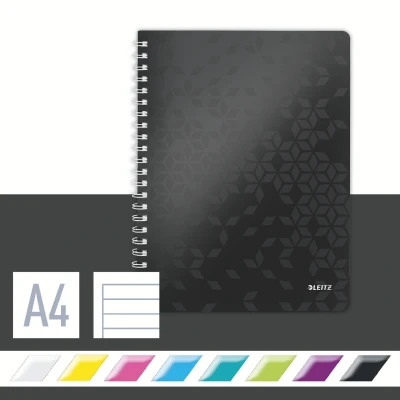 Afbeelding van Leitz WOW schrift ft A4, gelijnd, zwart notitieboek