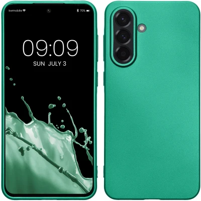 Afbeelding van kwmobile telefoonhoesje geschikt voor Samsung Galaxy A56 5G Hoesje smartphone Back cover in metallic donkergroen