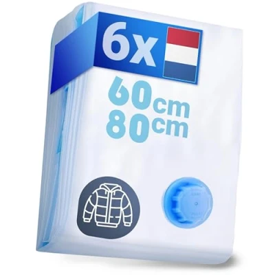 Afbeelding van SilverRack vacuümzakken set [6 stuks] als (6 x 60 80 cm) stofzuiger voor kleding en dekbedden opslag vacuüm ruimtebesparende kledingzakken