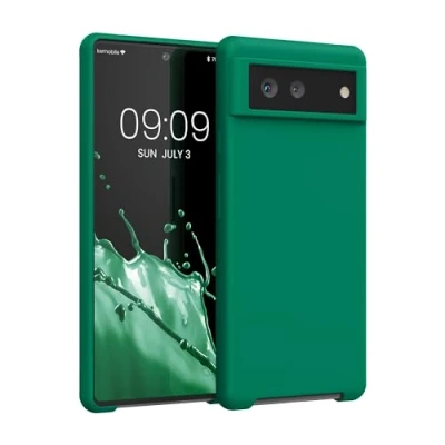 Afbeelding van kwmobile telefoonhoesje geschikt voor Google Pixel 6 Hoesje met siliconen coating Smartphone case in smaragdgroen