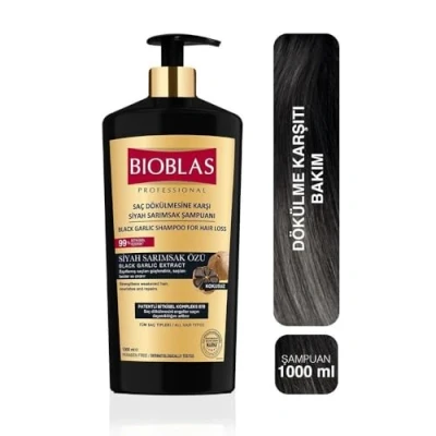 Afbeelding van Bioblas Anti haaruival Zwart Knoflook shampoo 1000ml, Geurloos, Haaruitval voor Dames en Heren unisex Herbal Bio Organic