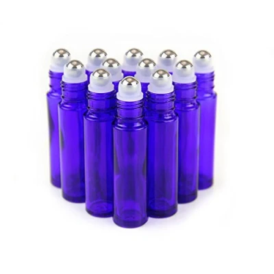 Afbeelding van Yizhao 10ml Glazen Roller Flessen Etherische Olie, Blauw Leeg Rolflessen voor Oliën met [Roestvrijstalen Rollerball], Massage, Aromatherapie, Geur, Schoonheidsolie Mix, Laboratoriumfles 24 Pcs