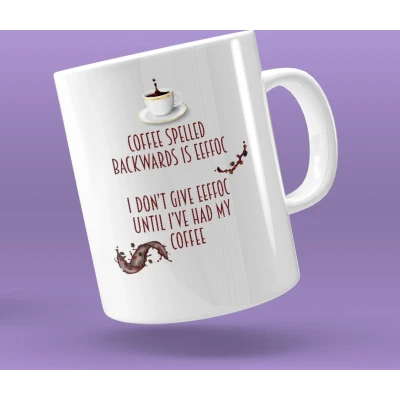 Afbeelding van Mok Coffee spelled backwards