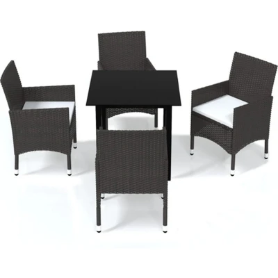 Afbeelding van vidaXL 5 delige Tuinset met kussens poly rattan bruin