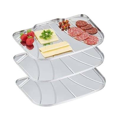 Afbeelding van Relaxdays serveerschaal set van 3 serveerblad afdruipschaal serveerplateau rvs