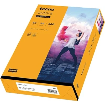 Afbeelding van inapa gekleurd printerpapier, kleurrijk papier tecno Colors: 80 g/m², A4, 500 vel, medium oranje