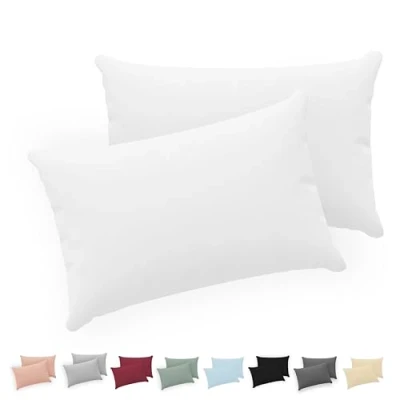 Afbeelding van Twinzen® Kussensloop 40x70 (Set van 2) 100% Katoen Jersey 150 GSM Wit Kussenhoes met ritssluiting Oeko Tex gecertificeerd
