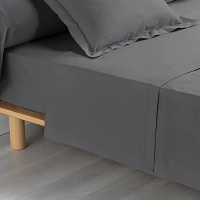 Afbeelding van douceur d&#039;intérieur, Bedlaken (240 x 300 cm) perkaline antraciet, perkal katoen
