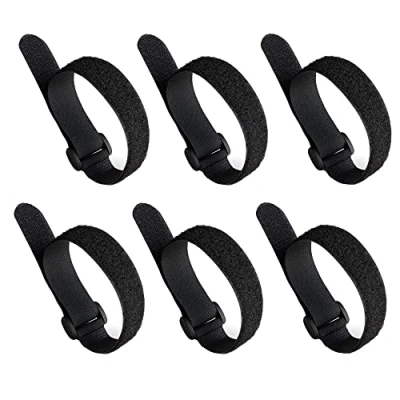 Afbeelding van Aiqeer 30 stuks 20 cm zwarte kabelriemen, herbruikbare kabelbinders, multifunctionele haak en lusbevestigingsriemen, voor kabelbeheer