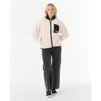 Afbeelding van RIP CURL Fleece jas &#039;SHORE BREAK&#039; zwart / wit offwhite