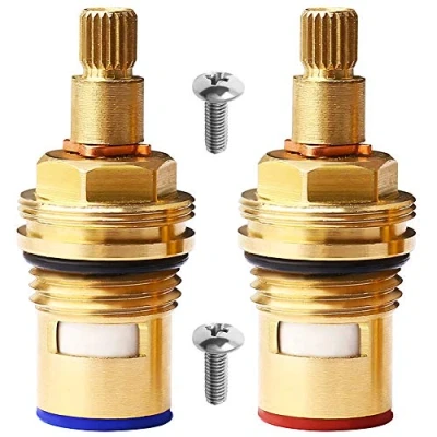 Afbeelding van 2 stuks tappatronen, BETOY universele vervanging messing keramische schijf kraan ventiel insert klier cartridge kwart turn BSP 1/2&quot; x 20 tanden 53 mm