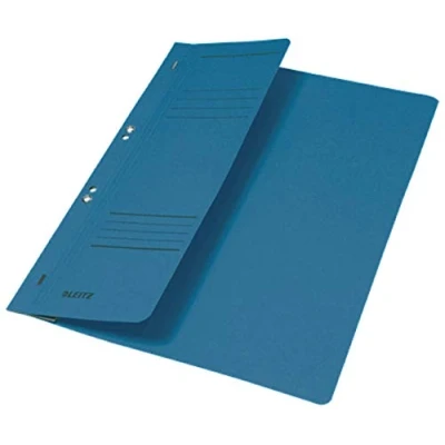 Afbeelding van Snelhechtmap Leitz 3740 A4 1/2 voorblad + 2 gaats 250gr karton blauw