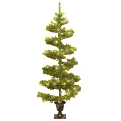 Afbeelding van Kunstkerstboom met verlichting en pot 120 cm PVC groen