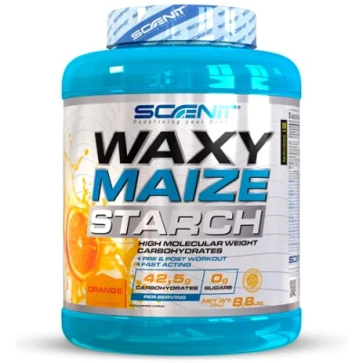 Afbeelding van Waxy Maize Starch, 4 kg, maïs amylopectine, complexe koolhydraten op basis van oranje