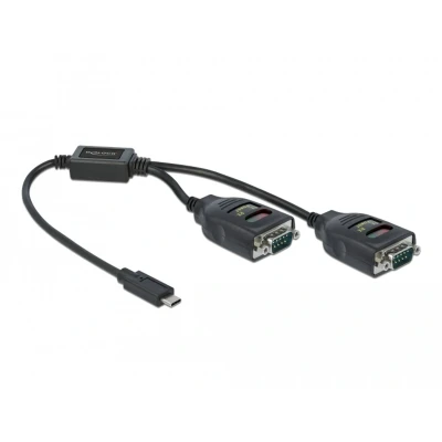 Afbeelding van Delock Adapter USB Type C™ to 2 x Serial RS 232 DB9 with 15 kV ESD protection