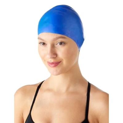 Afbeelding van Amazon Basics Badmuts, kreukvrij, één maat, blauw