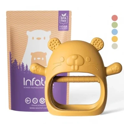 Afbeelding van Infatot® Bijtring Speelgoed Voor Baby Siliconen Chipmunk Wanten Tandjes Handschoen Voorkomt Vingerzuigen CM
