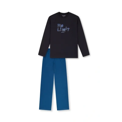 Afbeelding van Schiesser SET Pyjama, Heren, Maat: 140, Navy