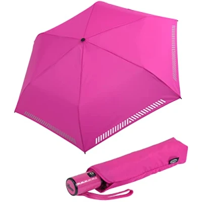 Afbeelding van Mini kinderparaplu Safety Reflex extra light, neon roze automatisch, zakparaplu automatisch