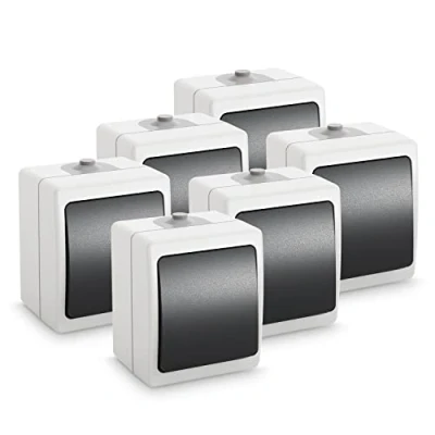 Afbeelding van HEITECH opbouwschakelaar voor vochtige ruimtes IP54 6 pack 1 voudige AP wisselschakelaar 250 V 10 A