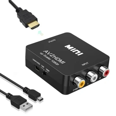 Afbeelding van HDMI adapter, RCA naar HDMI, AV adapter Wii Scart 1080P met netsnoer voor WiiPS2 GamecubeVHS camera laptop DVD projector