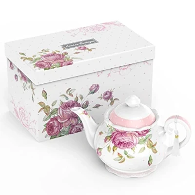 Afbeelding van Theepotten, Grote Theepot Melkkruik Suikerkom Middag Theeset Theepotten Set Nieuwe Bone China Vintage Flora Geschenkdoos 1300ml (alleen theepot)