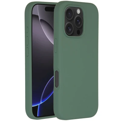 Afbeelding van Apple iPhone 16 Pro MagSafe Hoesje Siliconen en TPU (zacht) Accezz Softcase/Backcover Donkergroen Telefoonhoesje