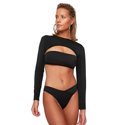 Afbeelding van Trendyol Vrouwen Normale taille Zwart V uitgesneden bikinibroekje TBESS21BA0168