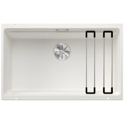 Afbeelding van Blanco Etagon 700 U enkele spoelbak in wit rails rvs 525171