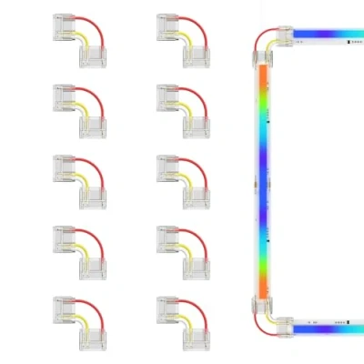Afbeelding van PAUTIX 12 mm aansluitingen, 10 stuks L vormige/hoekverbindingen, soldeervrije klemmenver, verlengverbinding voor 3 pins RGB Smart IC COB LED stripverlichting, niet mm/8 mm/5 ledstriplampen
